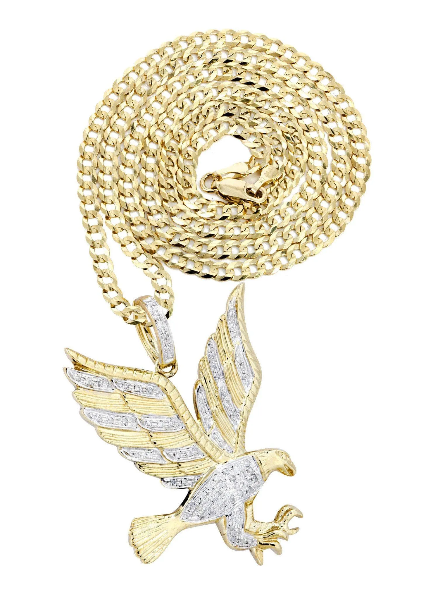 10K Yellow Gold Eagle Diamond Necklace  | 0.27 Carats