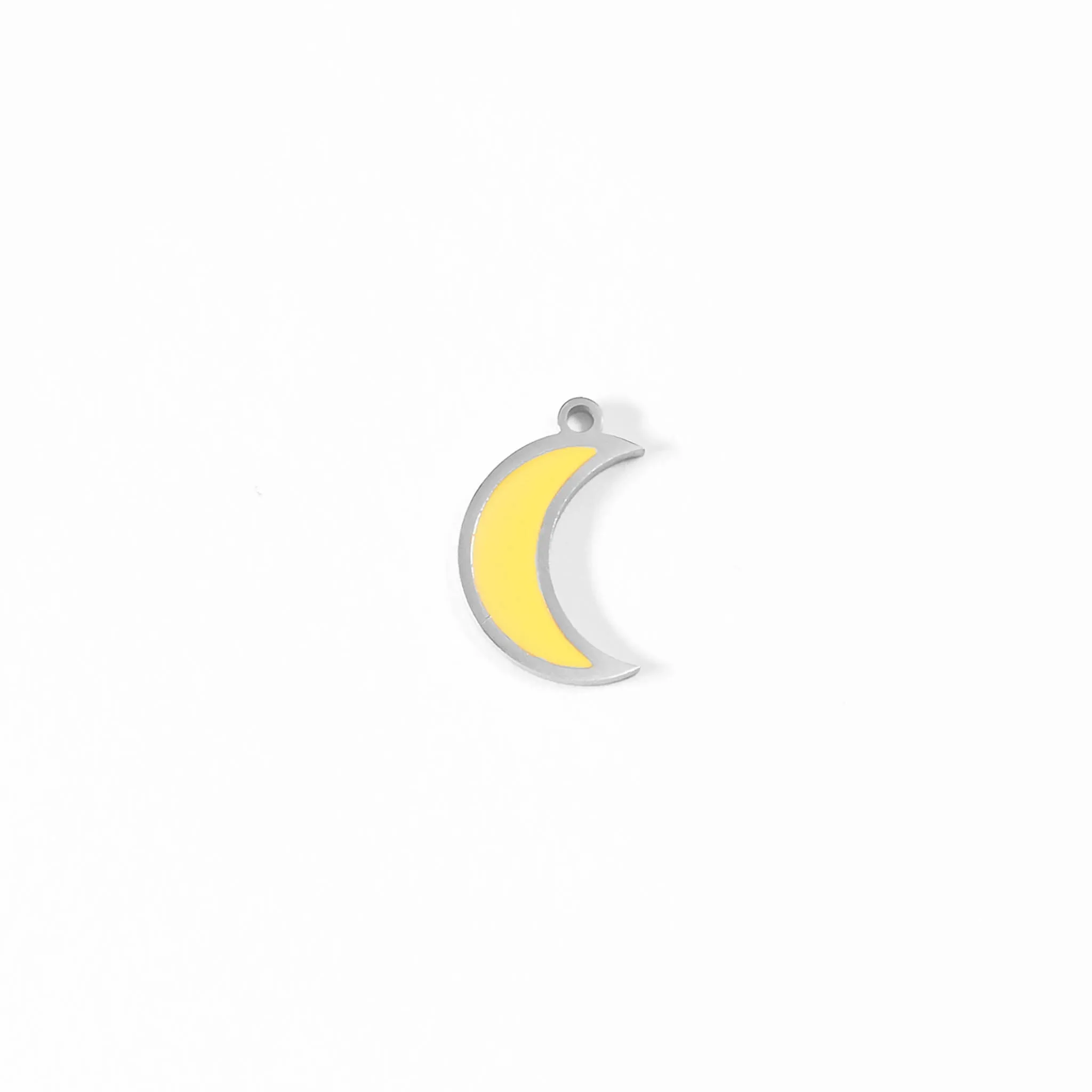 18K Gold PVD Stainless Steel Epoxy Yellow Crescent Moon Charm / PDL0075