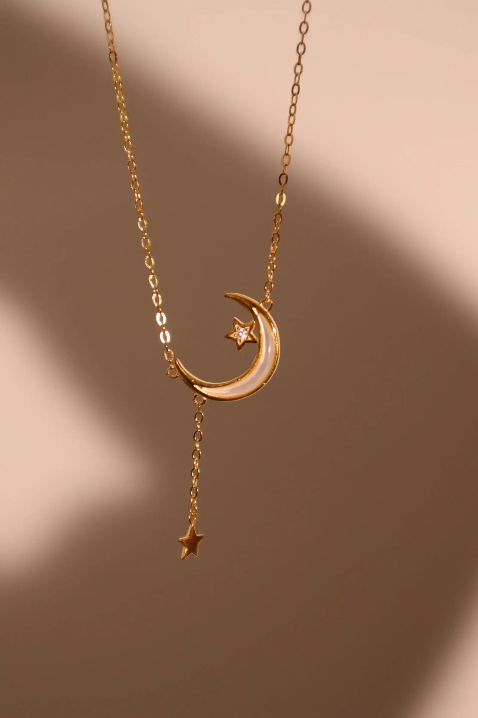 18K Gold Vermeil Shell Moon Star Necklace