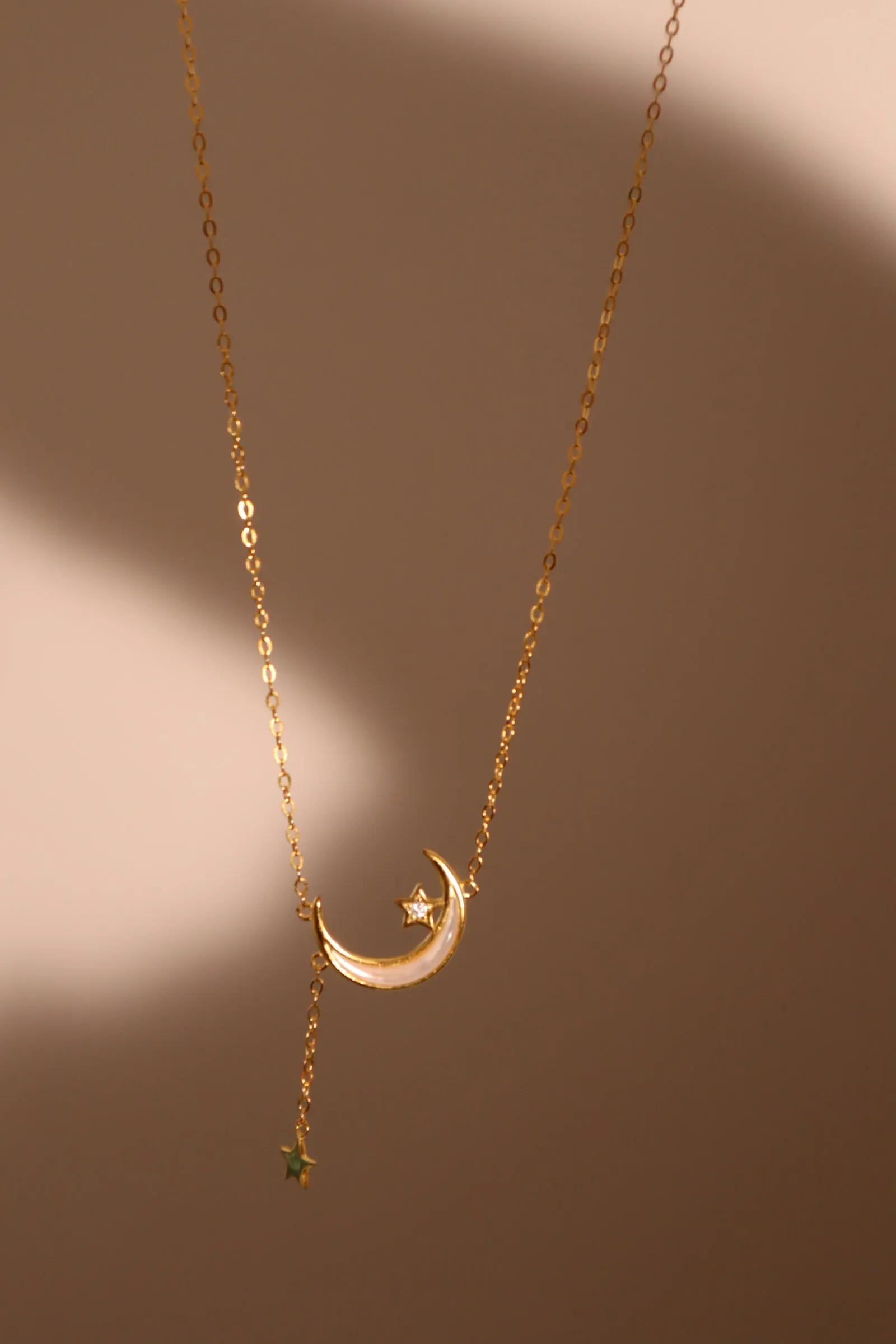 18K Gold Vermeil Shell Moon Star Necklace