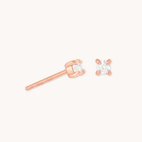 April Birthstone Stud Earrings in Rose Gold with Clear CZ