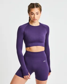 Balance V2 Seamless Long Sleeve Crop Top - Mulberry Purple