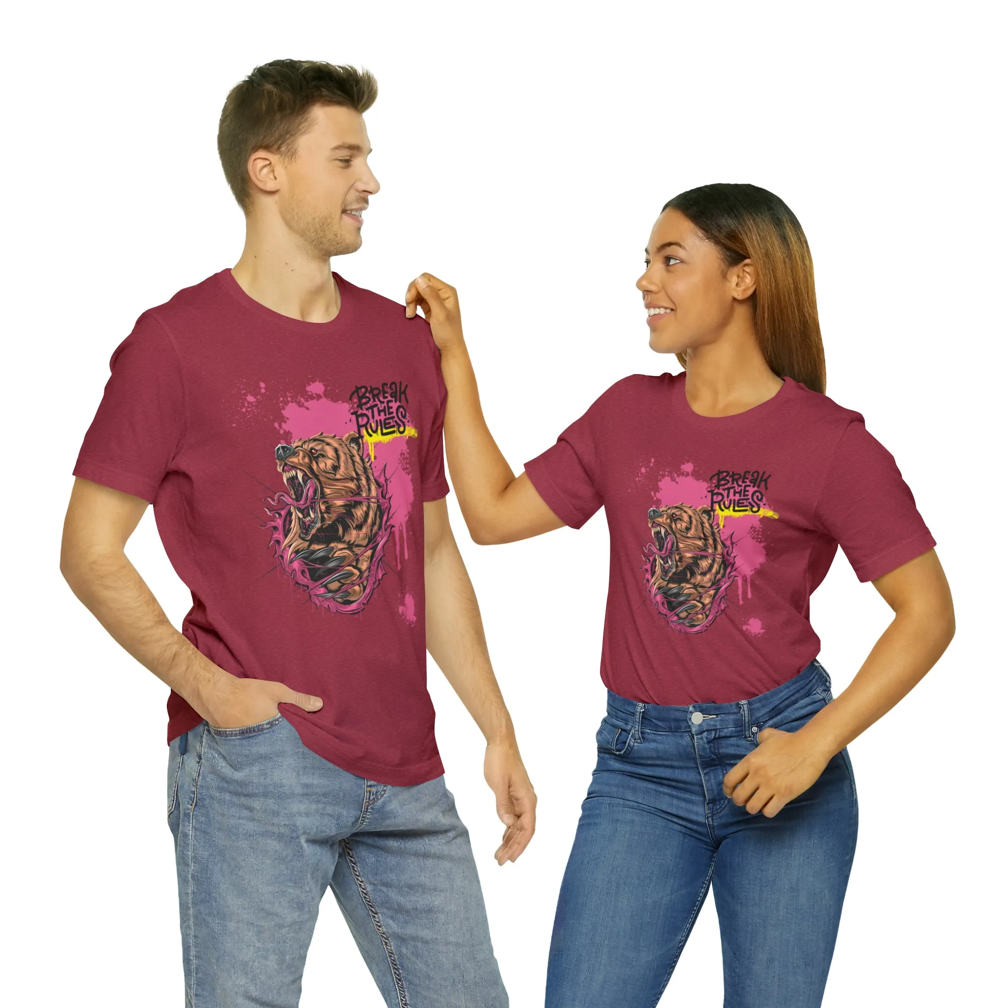 Break the rules Bear Unisex Jersey Short Sleeve Tee