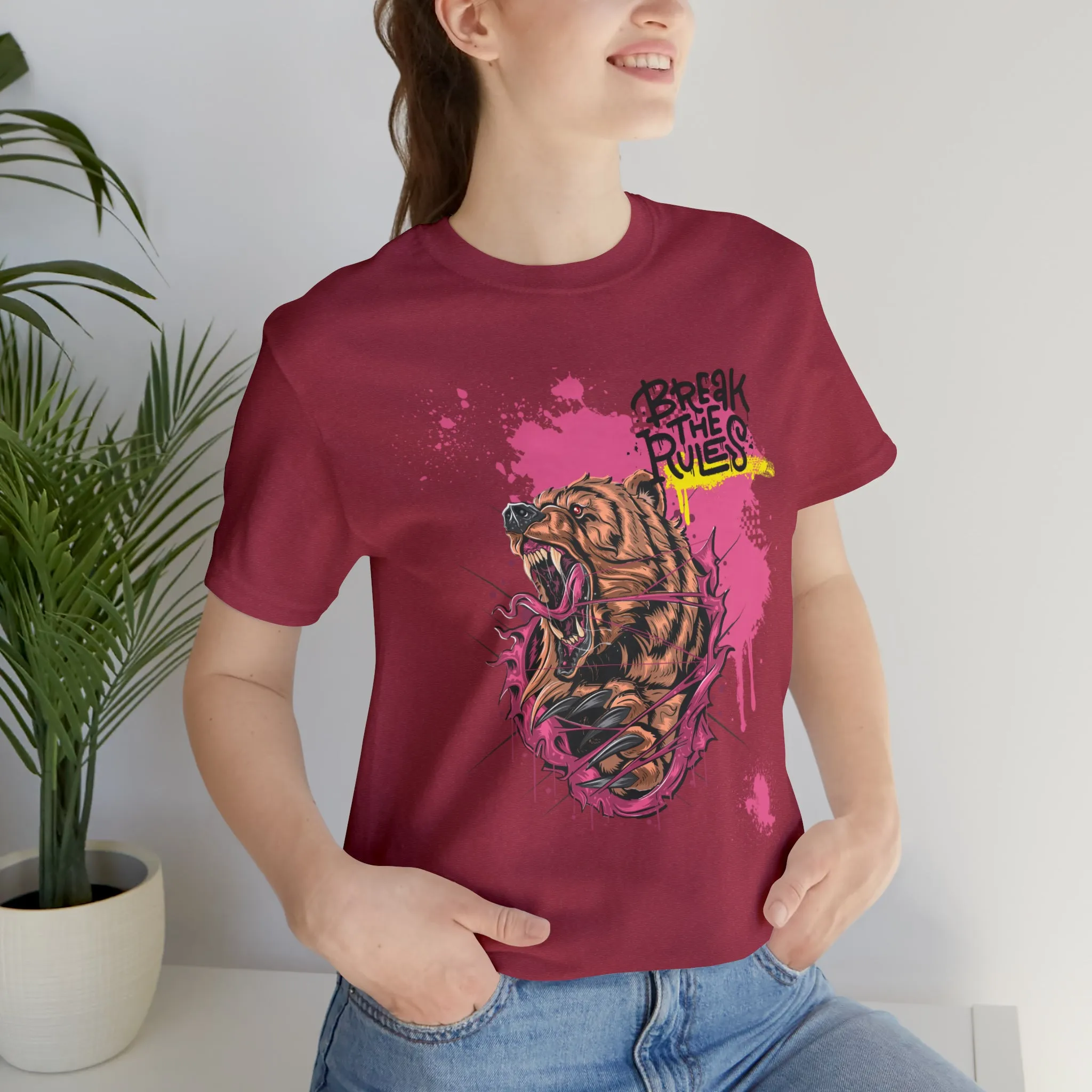 Break the rules Bear Unisex Jersey Short Sleeve Tee