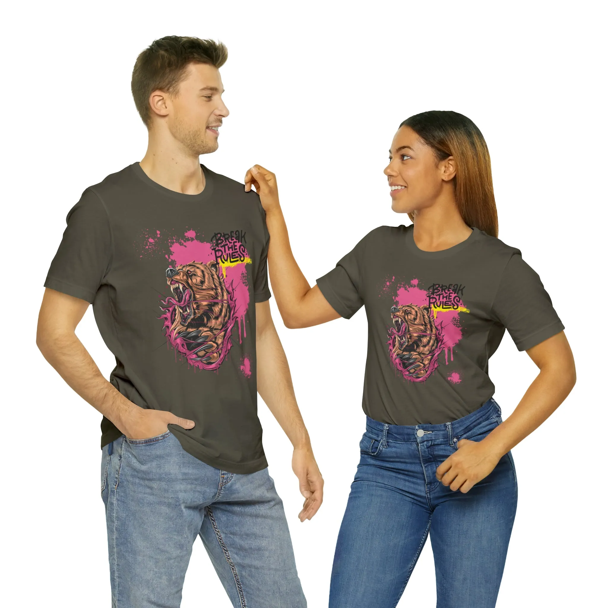 Break the rules Bear Unisex Jersey Short Sleeve Tee