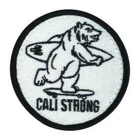 CALI Strong Bear White Black Round Hook-and-Loop Morale Patch