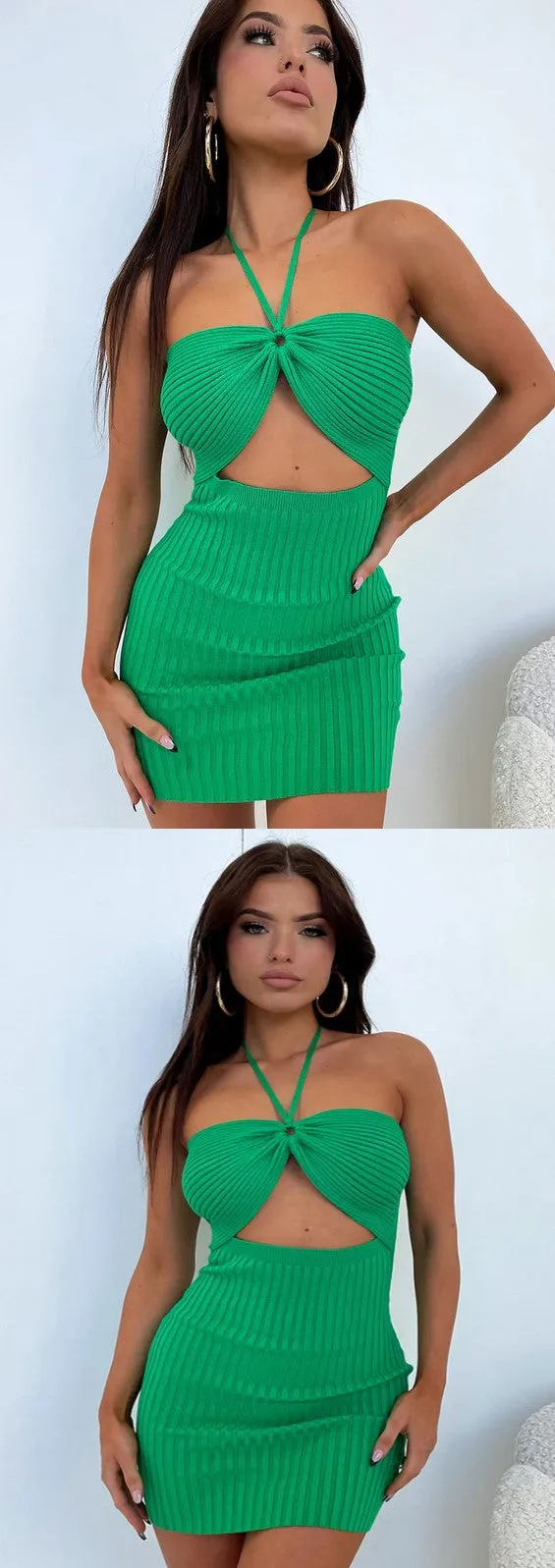 Charming Jersey Halter Neck Short Homecoming Dresses, HD0188