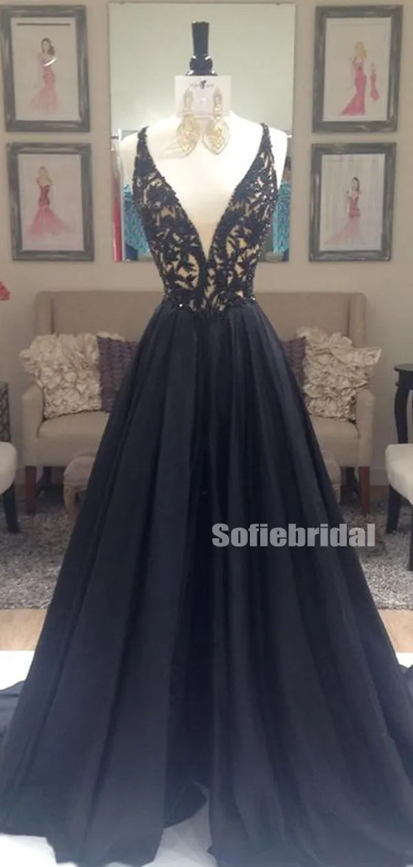 Deep V-Neck A-line Elegant Party Cocktail Evening Prom Dresses Online,PD0001