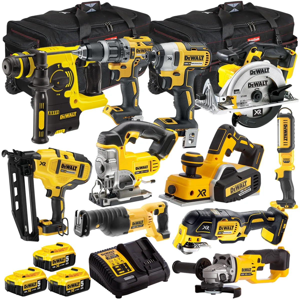 Dewalt 18V 11 Piece Power Tool Kit with 3 x 5.0Ah Battery & Charger T4TKIT-935