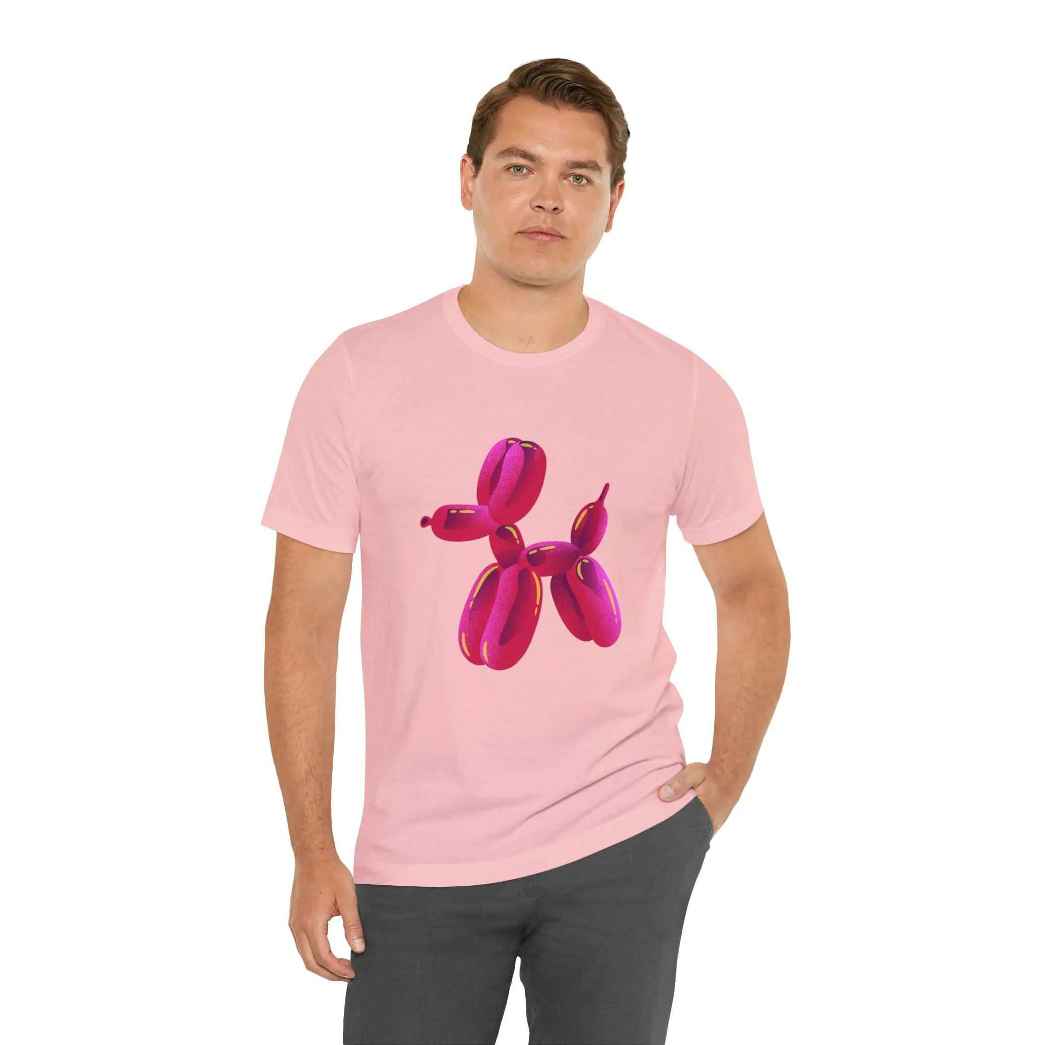 Dog balloon pink Unisex Jersey Short Sleeve Tee