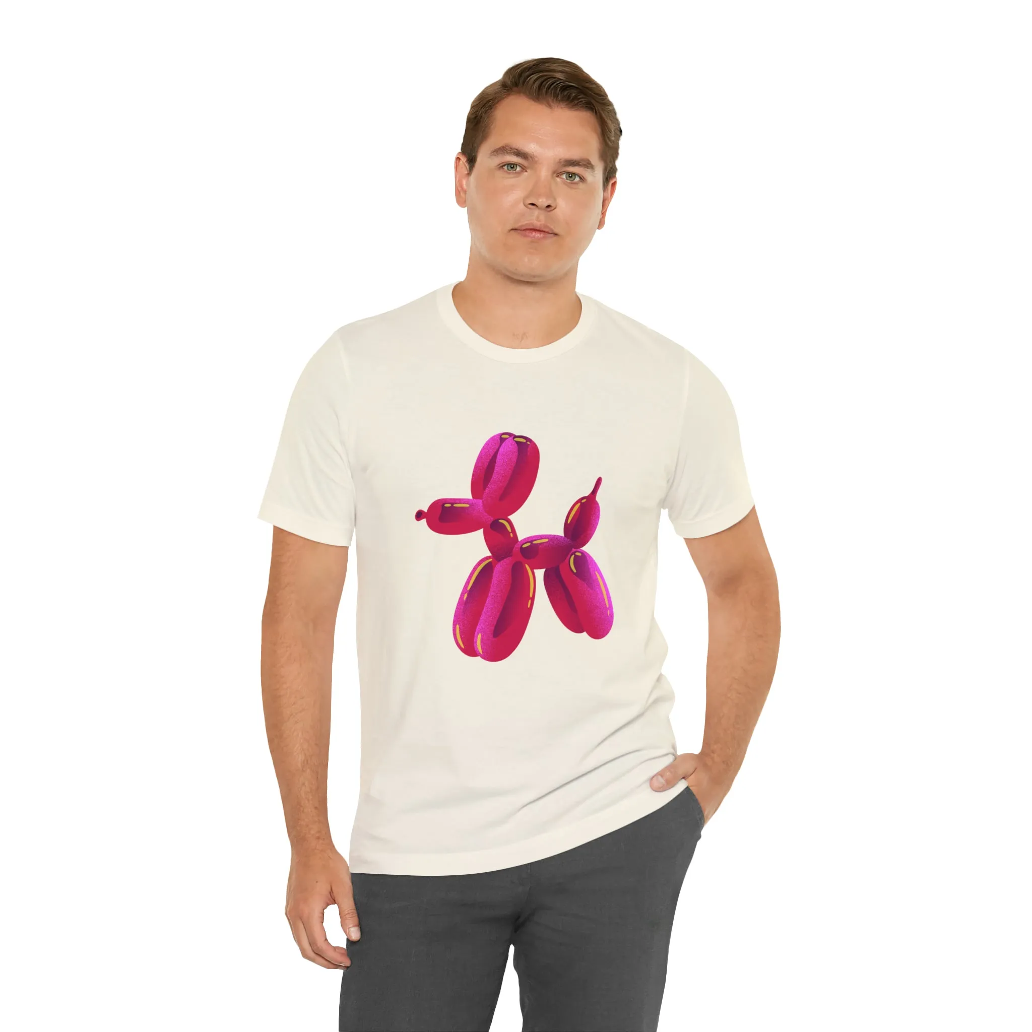 Dog balloon pink Unisex Jersey Short Sleeve Tee