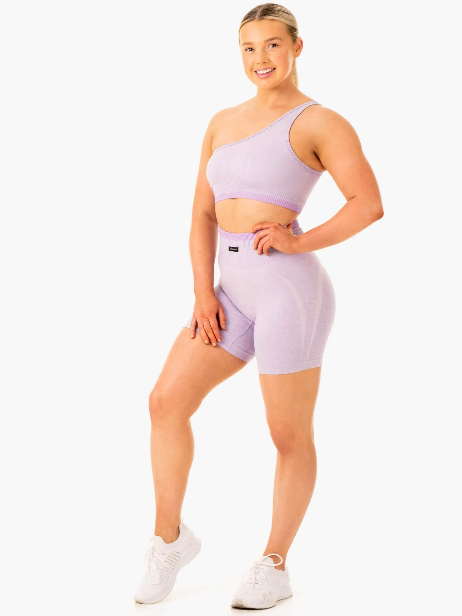 Excel Seamless One Shoulder Sports Bra - Lavender Marl