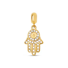 Hamsa Hand Stone Charm - Gold