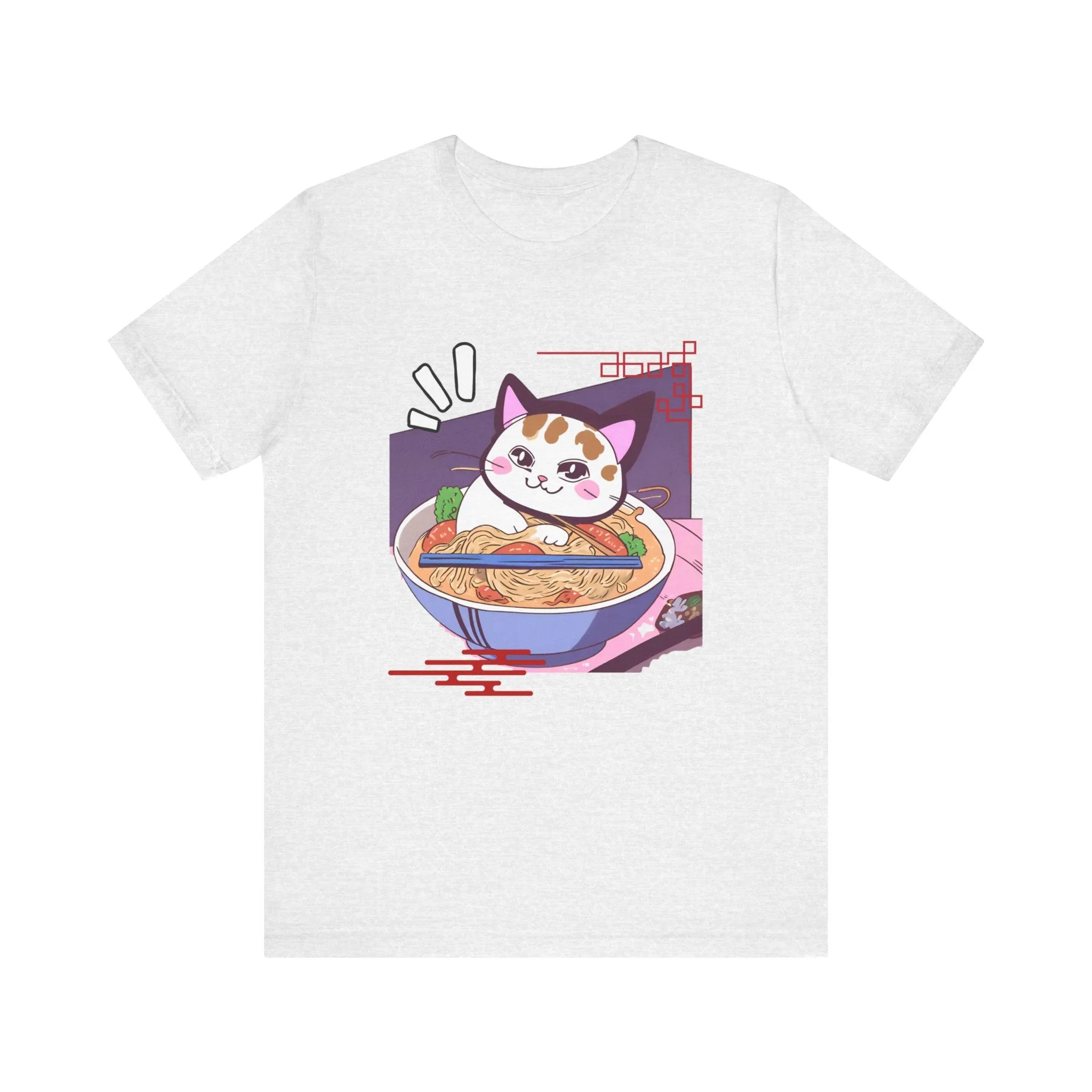 Kawaii cat with Ramen Unisex Jersey Short Sleeve Tee