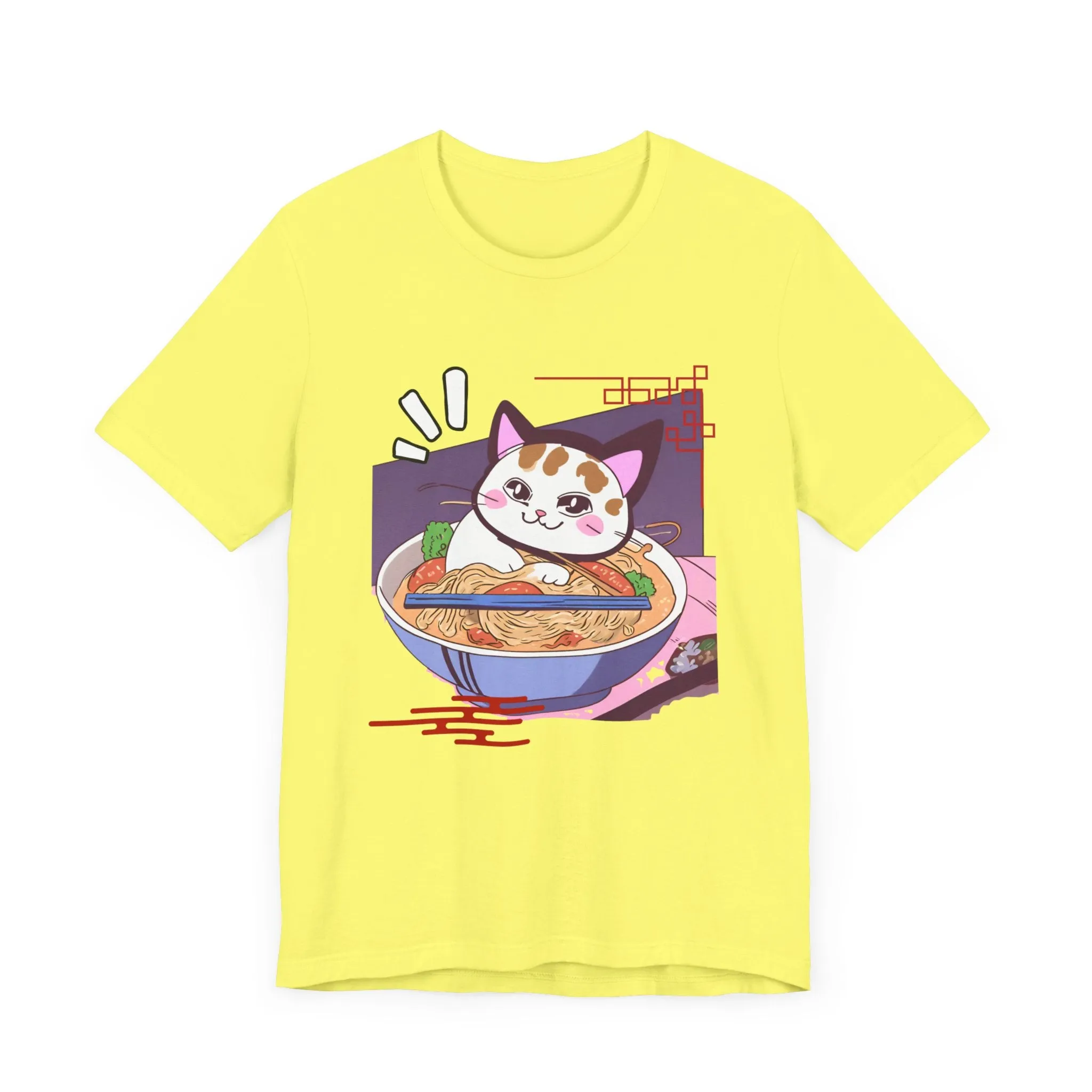 Kawaii cat with Ramen Unisex Jersey Short Sleeve Tee