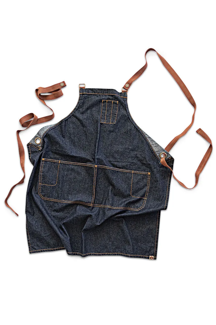 Memphis Blue Denim Cross Back Apron