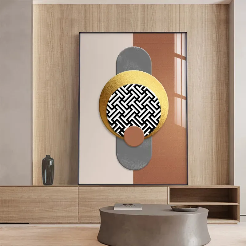 Modern Aesthetics Golden Sun Moon Abstract Geometry Wall Art Fine Art Canvas Prints Pictures For Luxury Living Room Home Office Decor